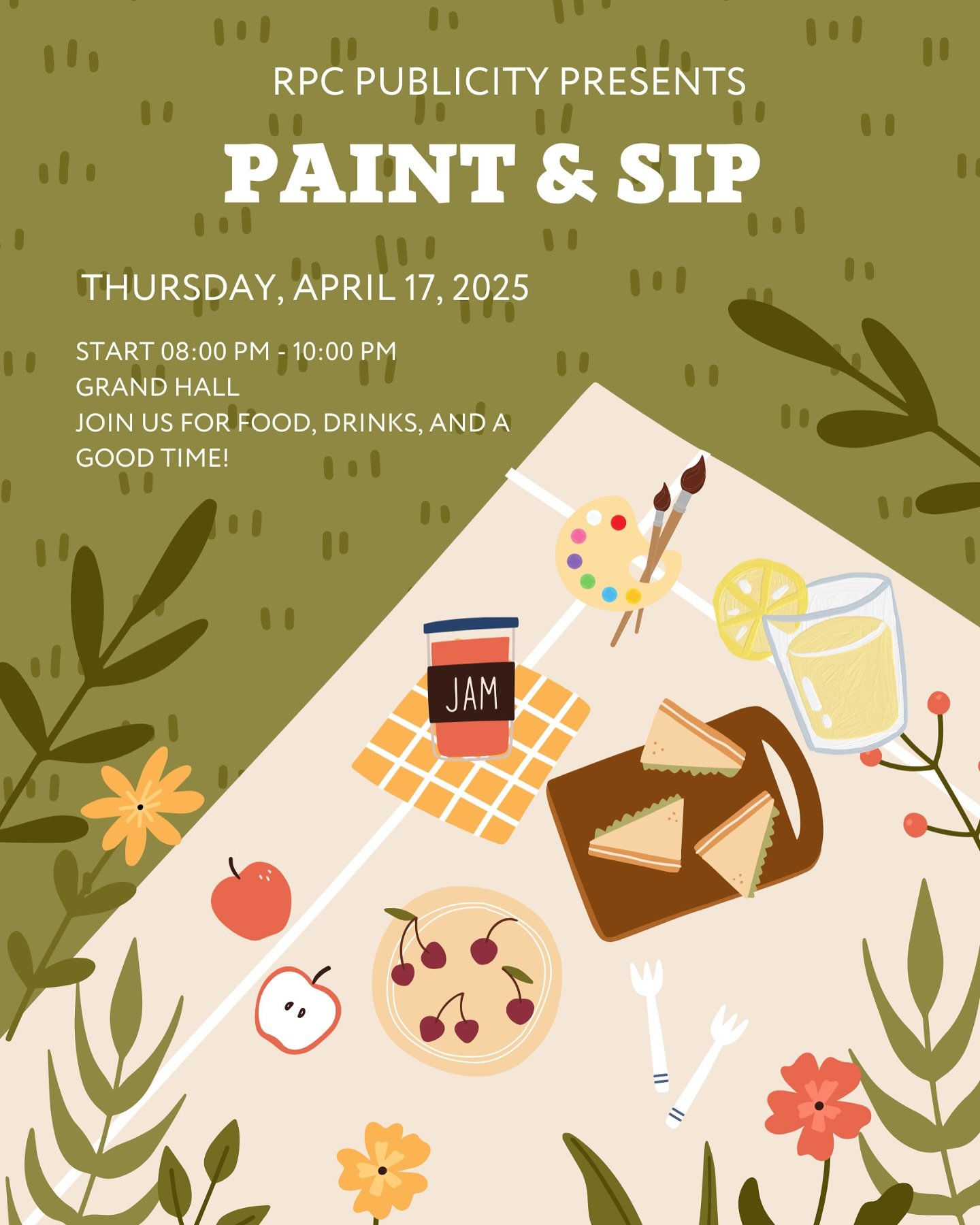 Join us for Paint &amp; Sip Edition, where creativity meets delicious bites and great company! 🎨 Enjoy a fun, laid-back evening painting canvases with provided acrylic paints, brushes, and all the supplies you need&mdash;no experience necessary! Fue