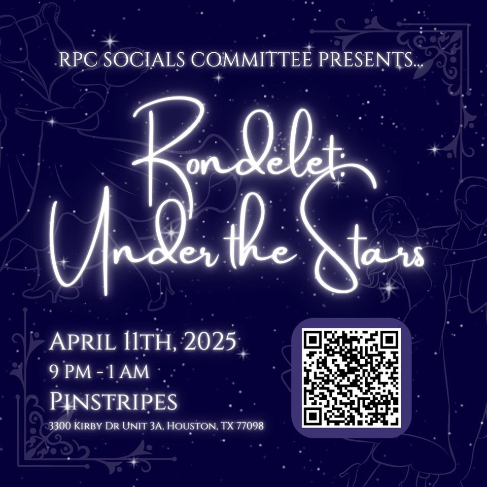 Join us for🌟 Rondelet: Under the Stars 🌟 A night of elegance &amp; enchantment featuring bowling, food, a live DJ, a photo booth, and more!✨

When:
📅Friday, April 11, 2025
⏰ 9 PM - 1 AM

Where:
📍 Pinstripes | 3300 Kirby Dr. Unit 3A, Houston, TX 7