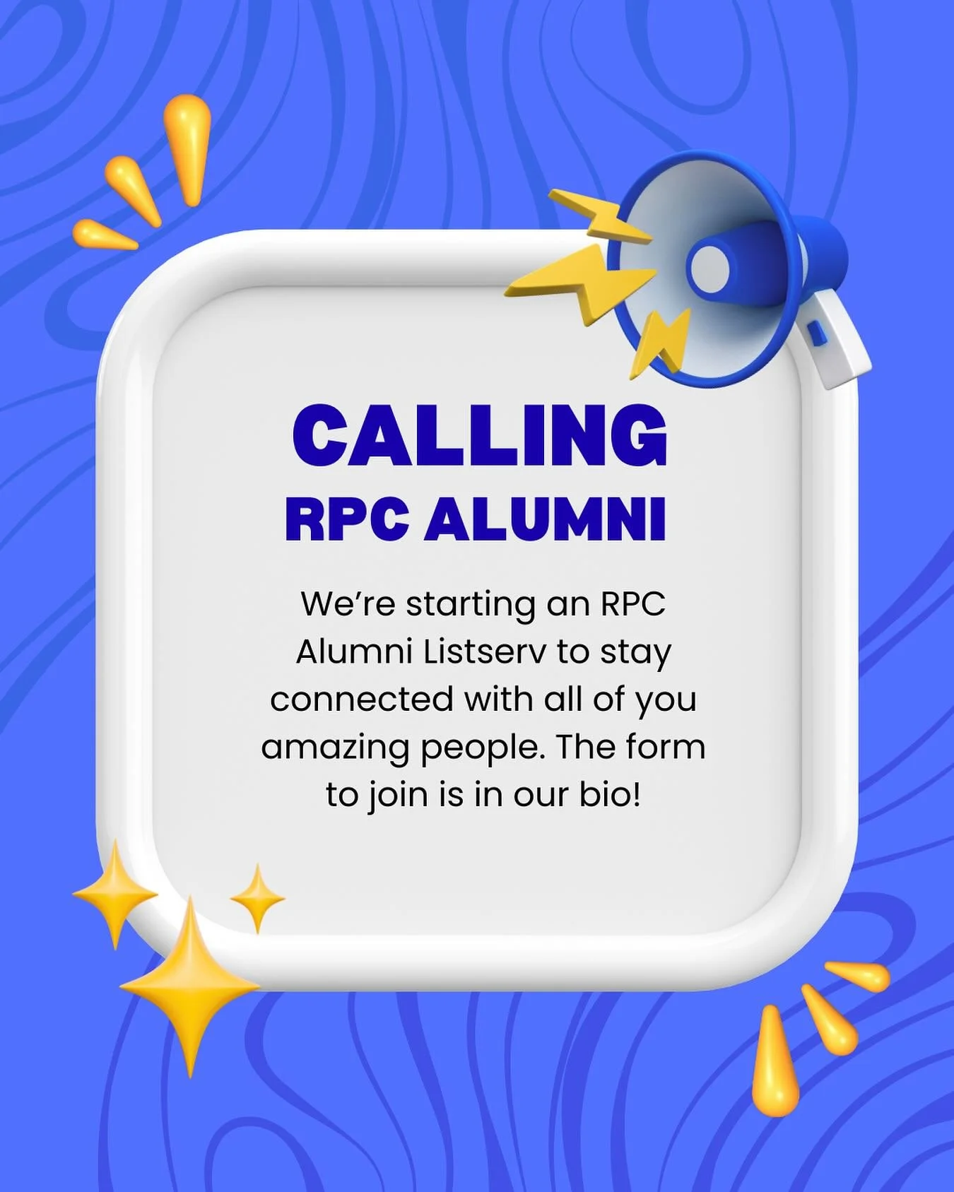 Calling all RPC alumni!! If you’d like to be a part of the RPC Alumni Listserv to stay connected with important updates, event invitations, and community gatherings, fill out the form in our bio 🤩🤩🤩