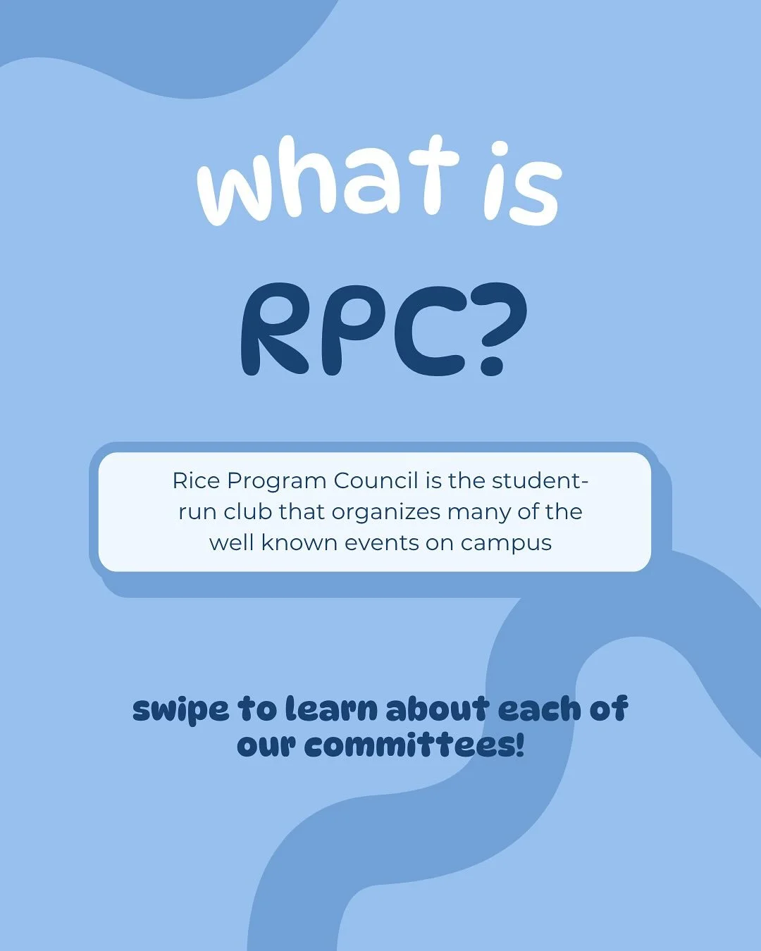What is RPC??🧐 We are the student run organization that plans many beloved events for Rice students. 🤯🥳 Swipe through to learn about our committees and events!! 🦉