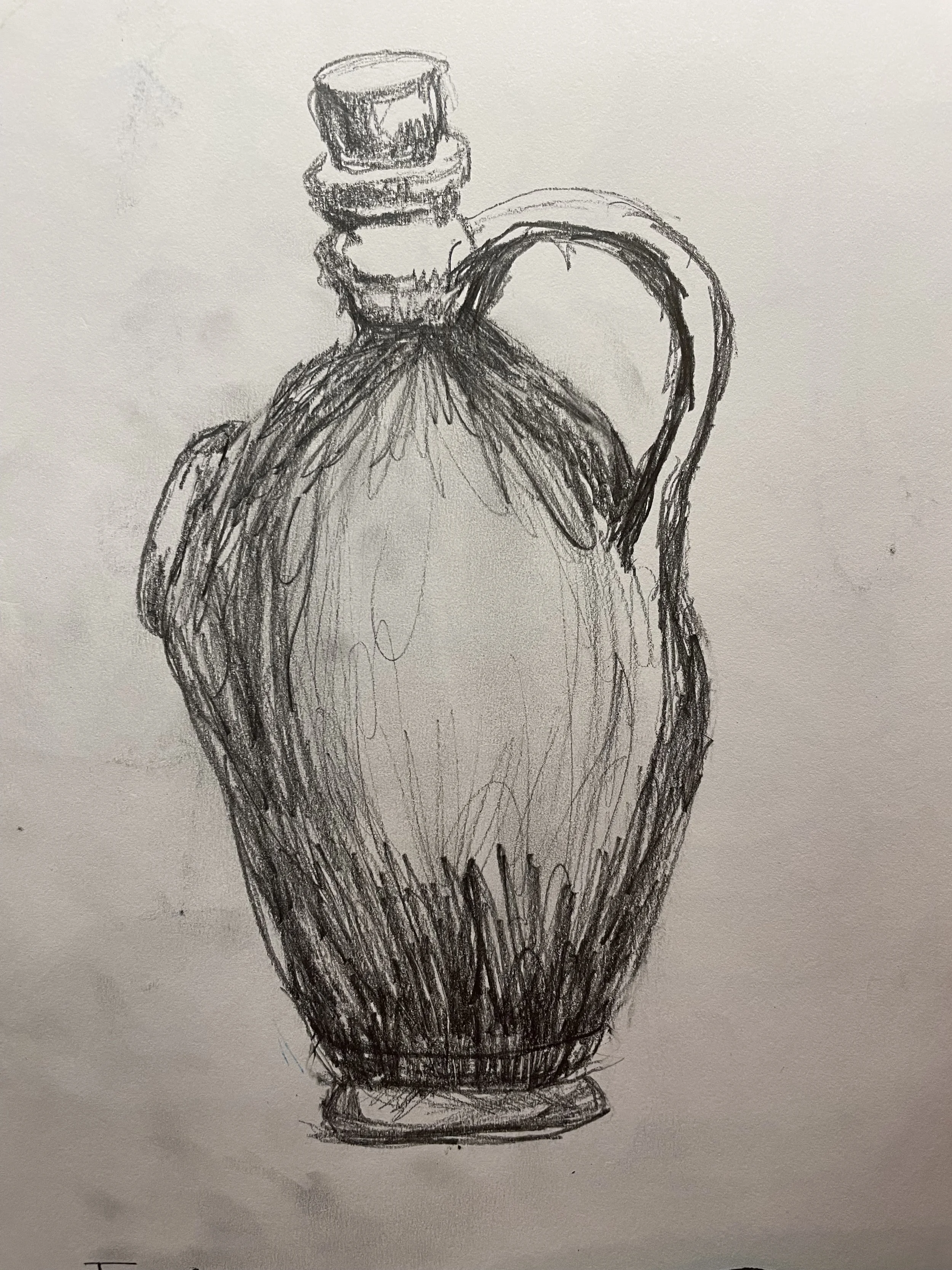 Pencil sketch of an oil jar by artist Surabhi Pandey