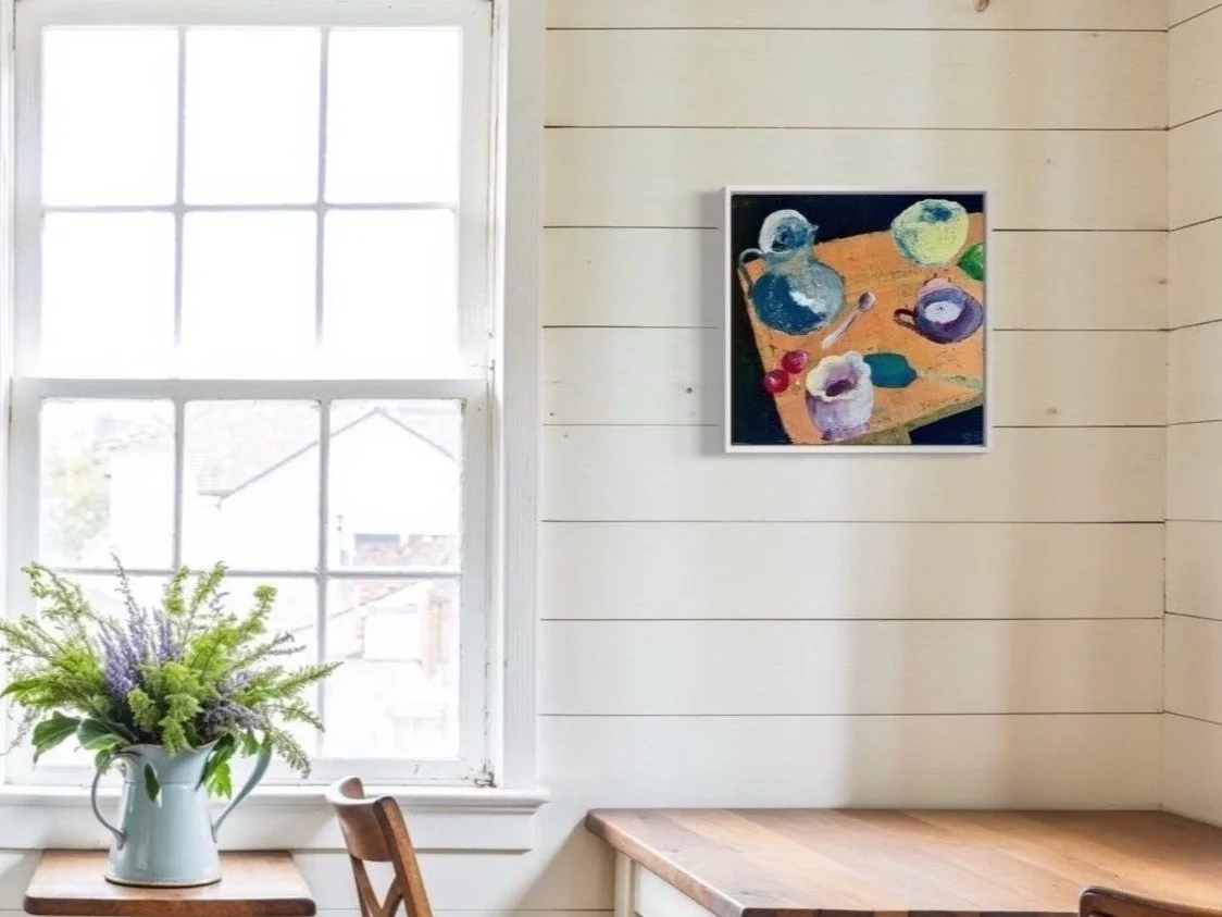 Cherries on the Apricot Table Still Life Painting