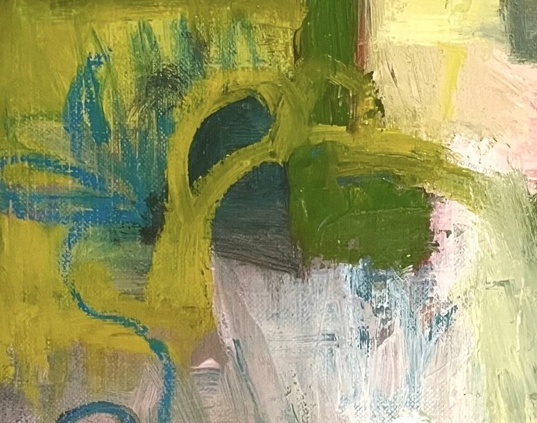 A section of Abstract Painting Green Expressions by artist Surabhi Pandey