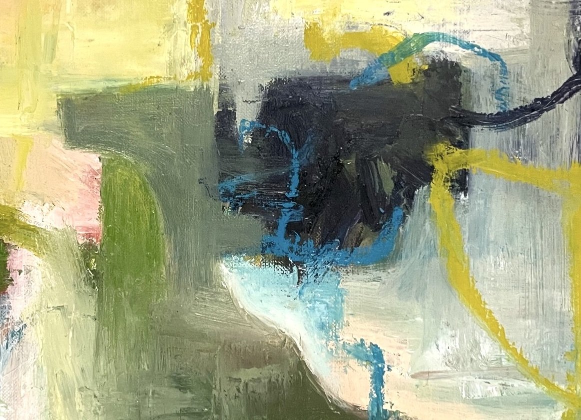 A section of Abstract Painting Green Expressions by artist Surabhi Pandey