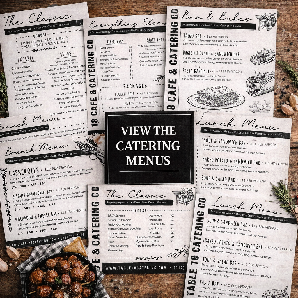 Catering menus on a table