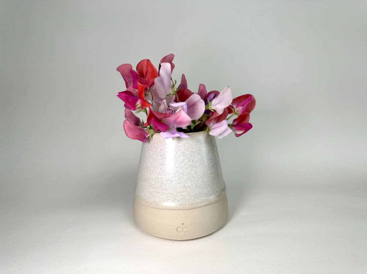 Small Handmade Stoneware White Ceramic Plant Pot