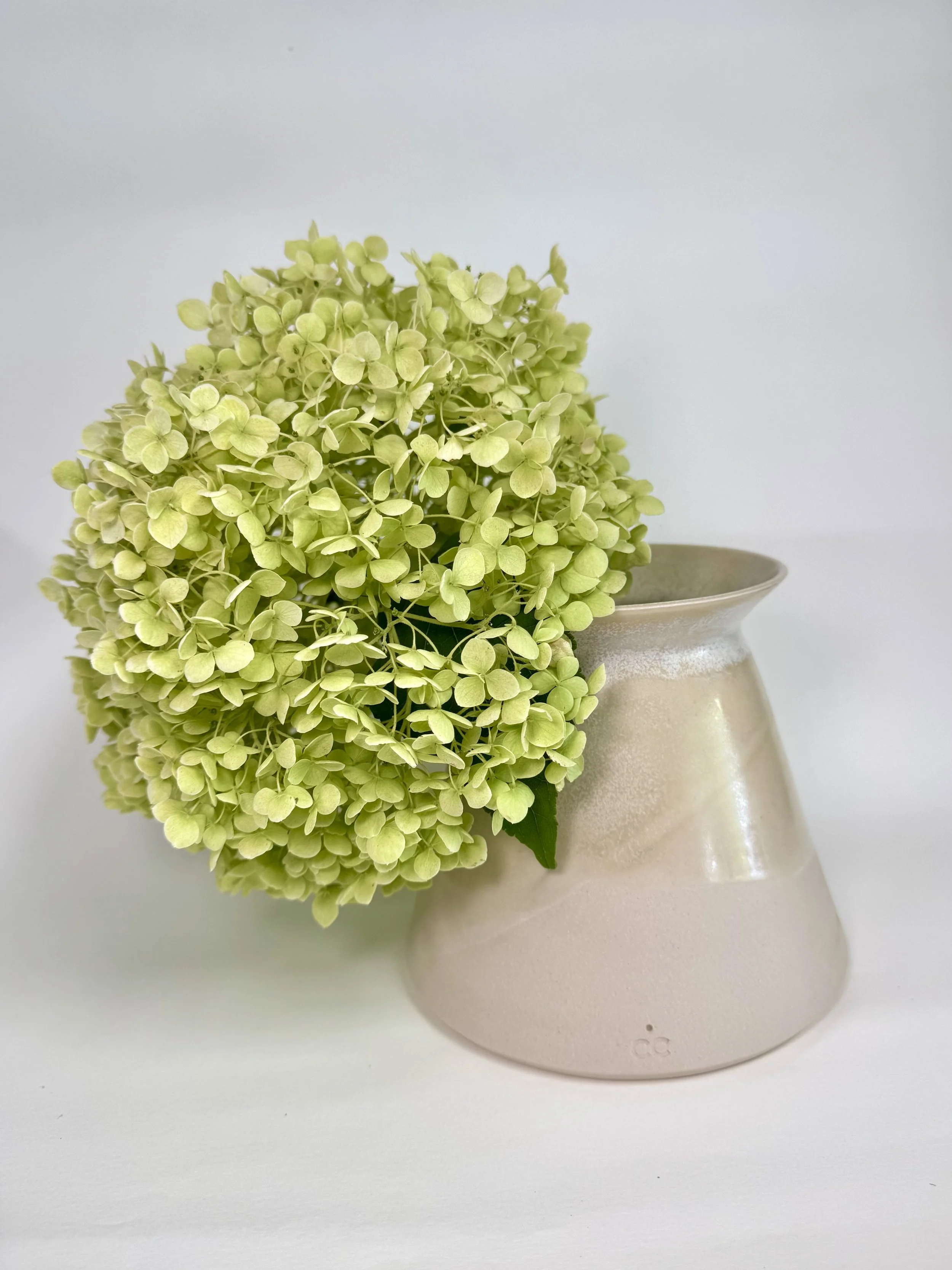 Small Handmade Stoneware Cream Ceramic Vase