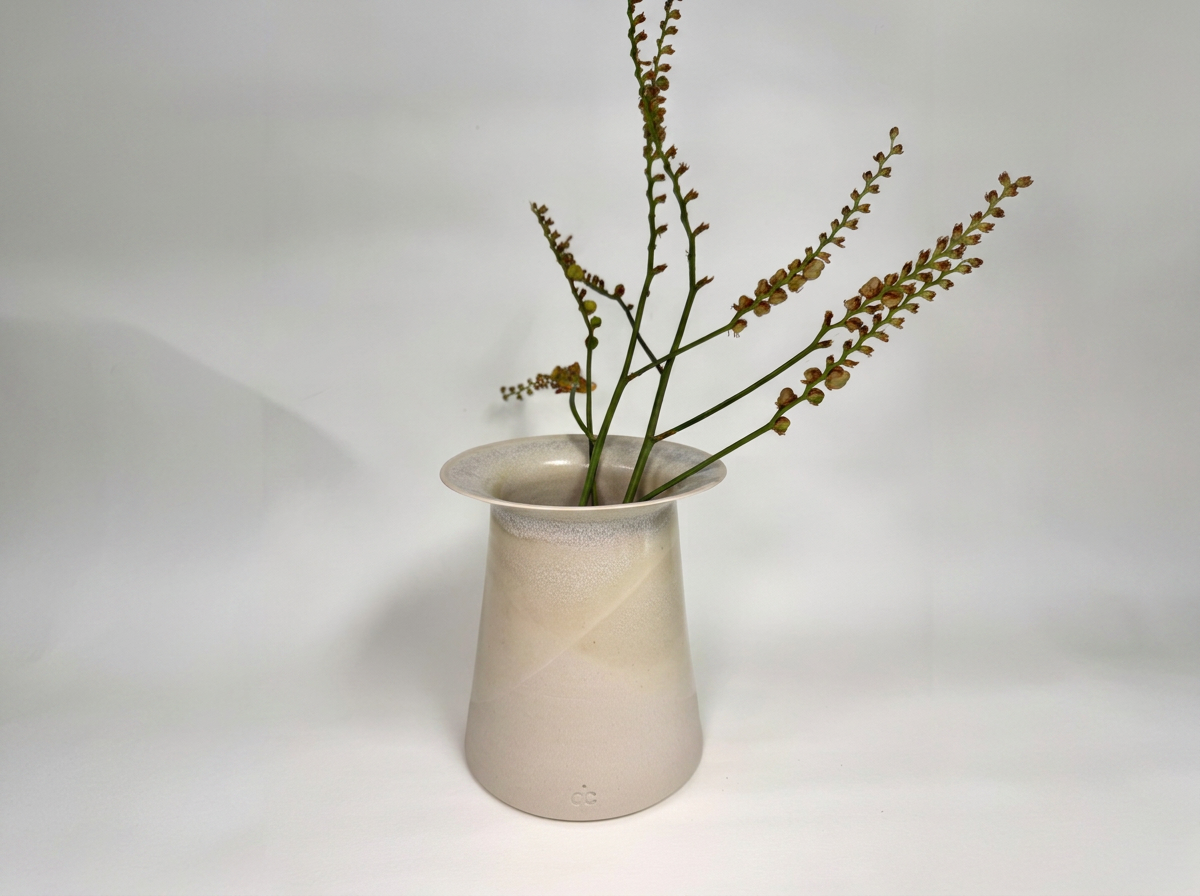 Large Handmade Stoneware Cream Ceramic Vase
