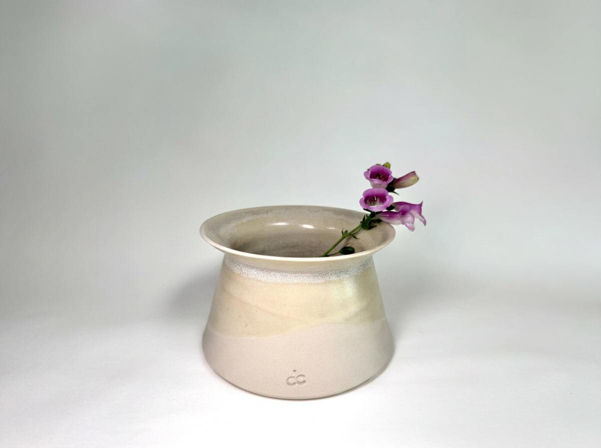 Handmade Stoneware Cream Ceramic Plant Pot