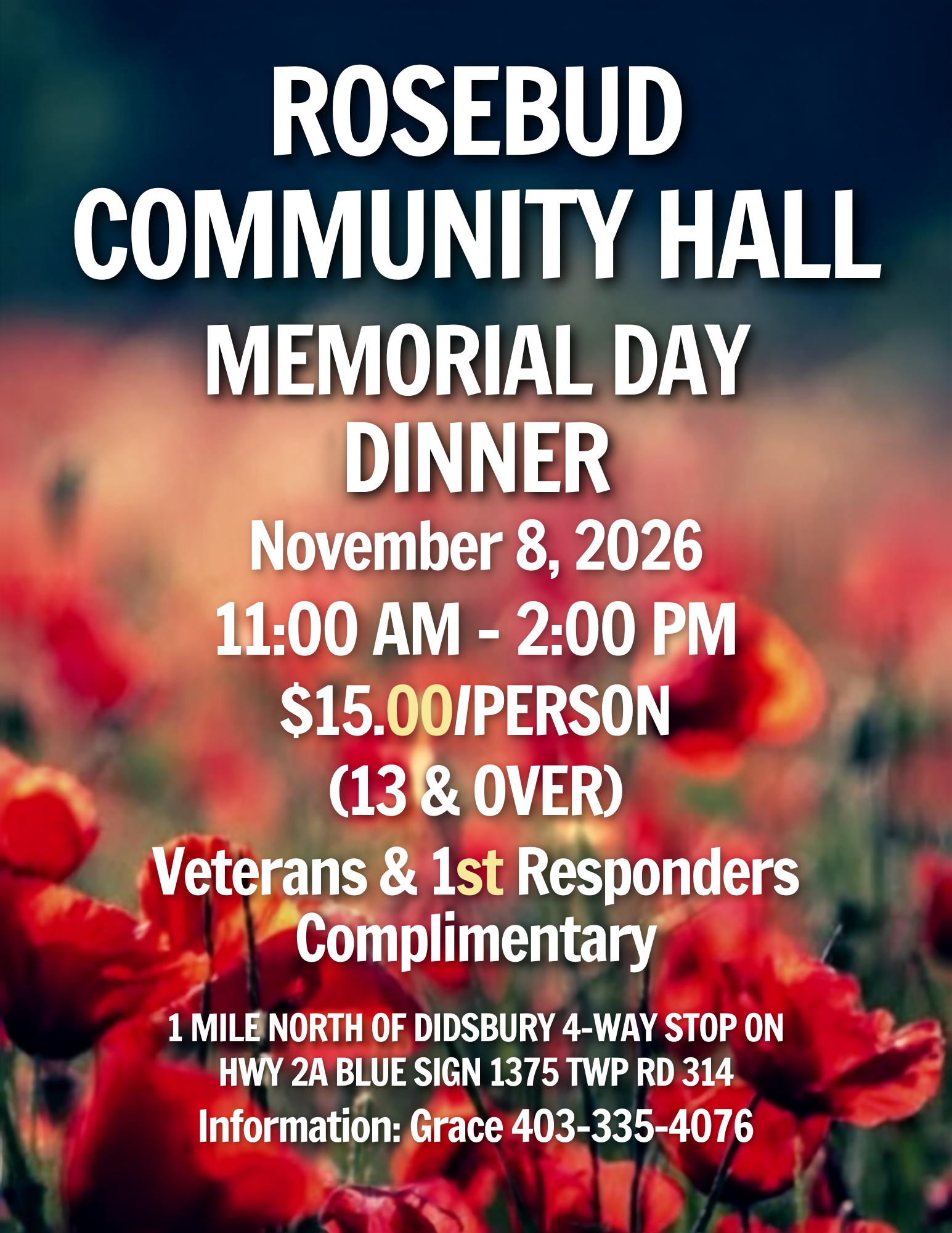 Memorial Day Dinner - Veterans &amp; 1st Responders Complimentary