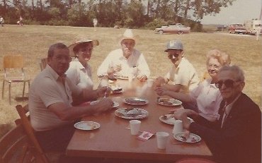 BBQ: Ed Erwin & friend, Walter Scheidt, Norma Burnard, Ves Klein