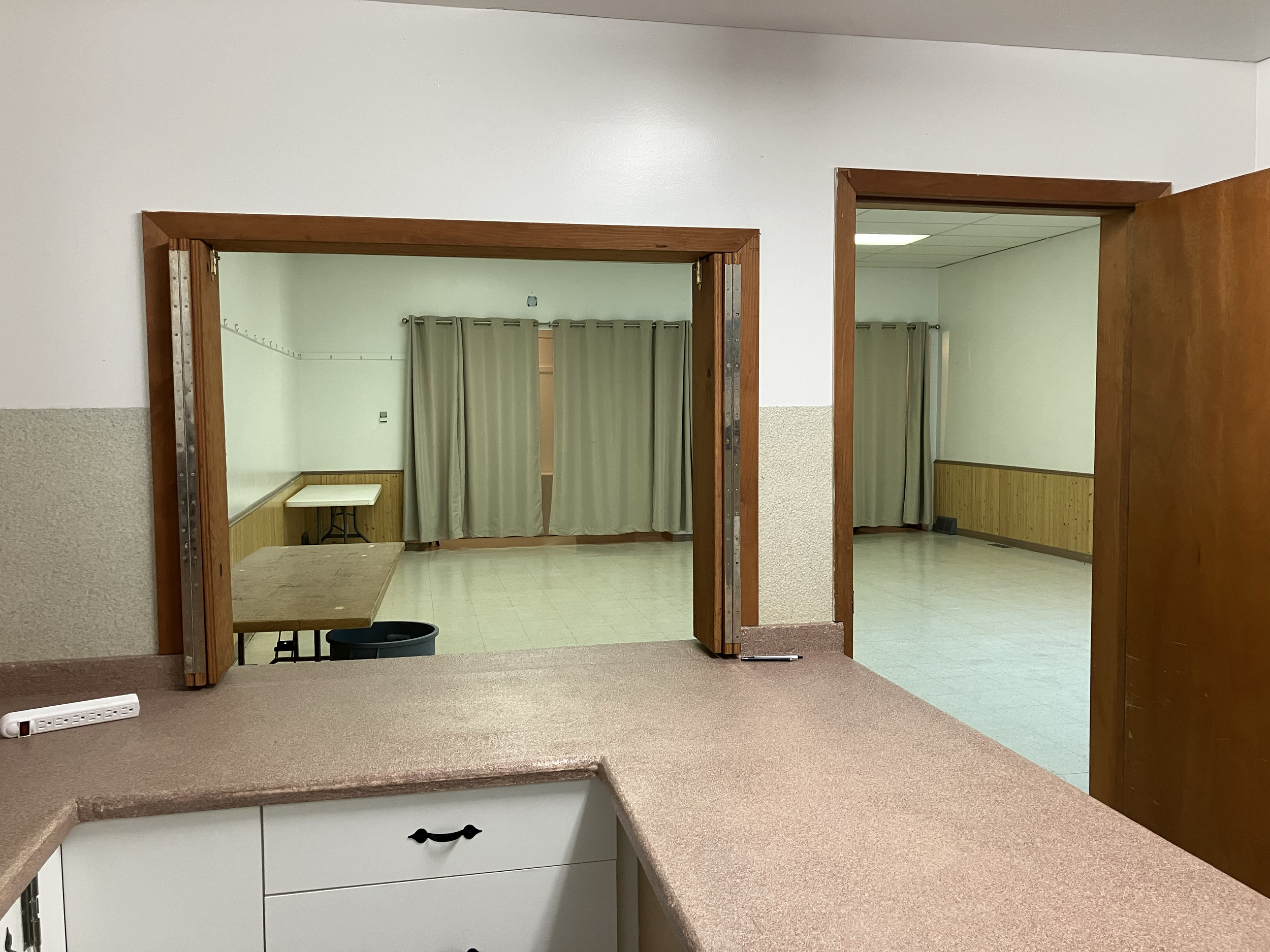 View from kitchen looking into hall