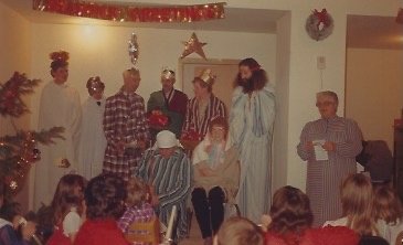 Christmas Pageant: Donnally McNeil, Carol Scheidt, Dave Pratt, Walter Scheidt, Tom Hadway, Colin Wrightson, Shelley Ollich, Reg Nuss, Jean Fulkerth