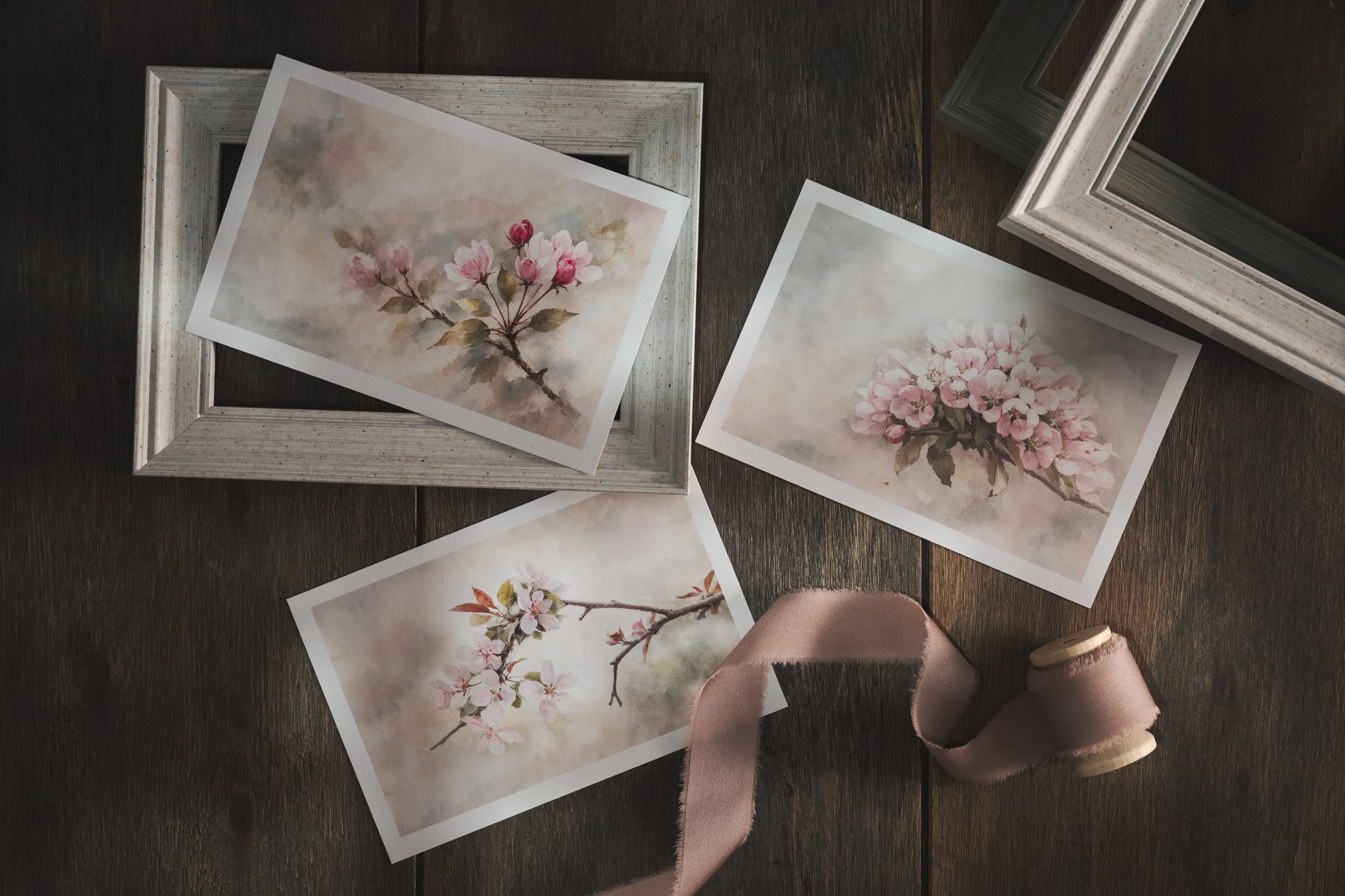 Free Spring Art Printables: Pretty Blossoms Postcard Set 
