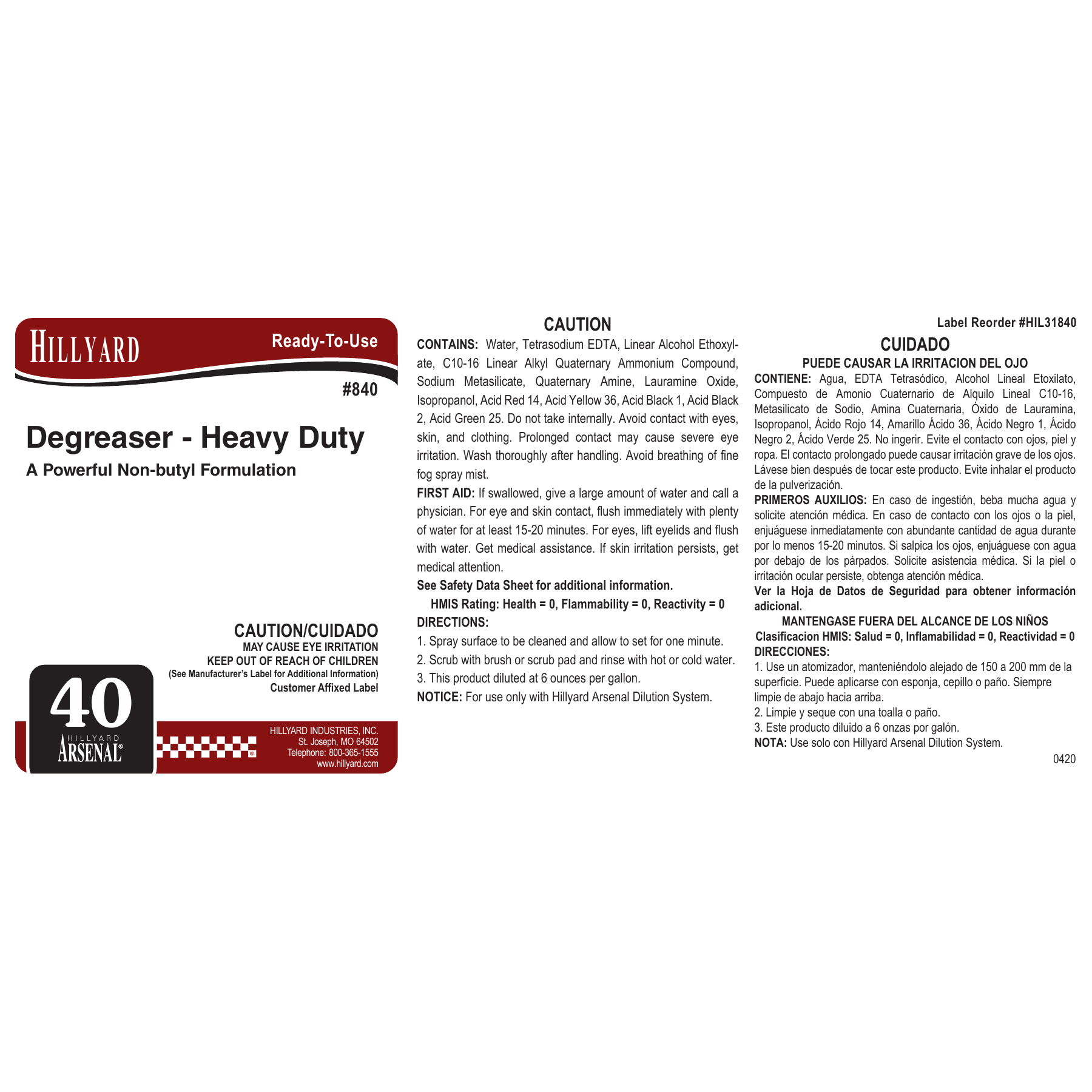 Heavy Duty Degreaser (84025) RTU Labels — 25 Pack