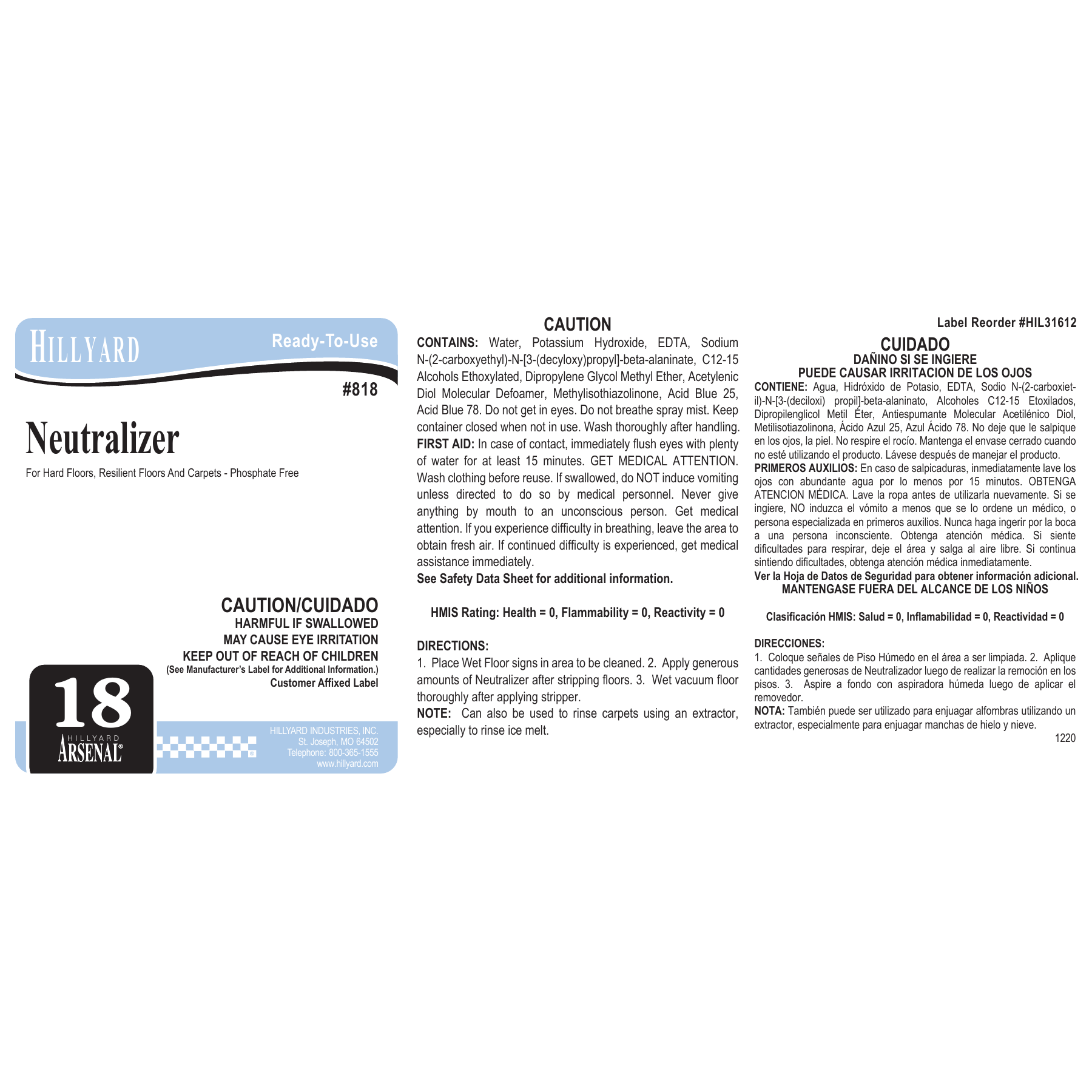 Neutralizer (81825) RTU Labels — 25 Pack