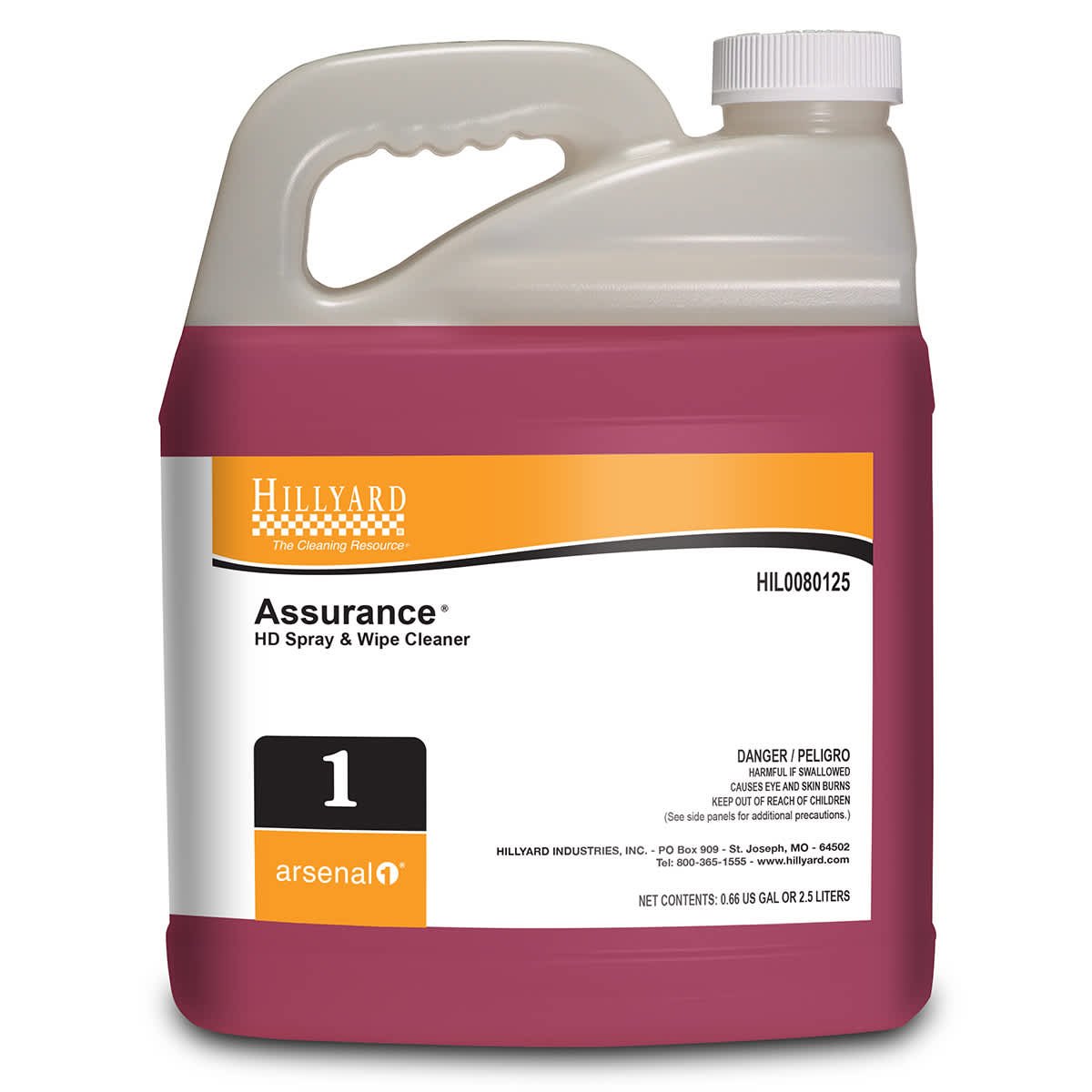 Hillyard, Arsenal® Assurance® Multi-Purpose Cleaner, 80125, Arsenal® One Dispenser 2.5 Liter Bottle