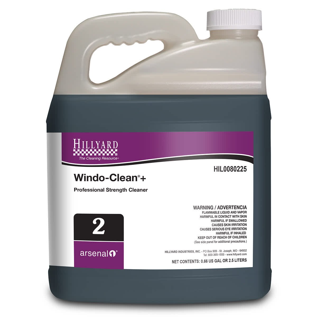Hillyard, Arsenal® Windo-Clean+® Glass Cleaner, 80225, Arsenal® One Dispenser 2.5 Liter Bottle