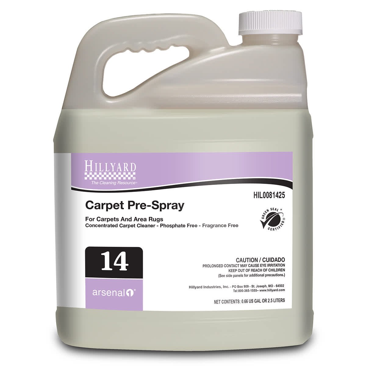 Hillyard, Arsenal® Carpet Pre-Spray, 81425, Arsenal® One Dispenser 2.5 Liter Bottle