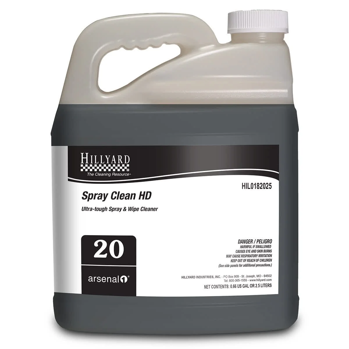 Hillyard, Arsenal® Spray Clean HD Multi-Purpose Cleaner, 82025, Arsenal® One Dispenser 2.5 Liter Bottle