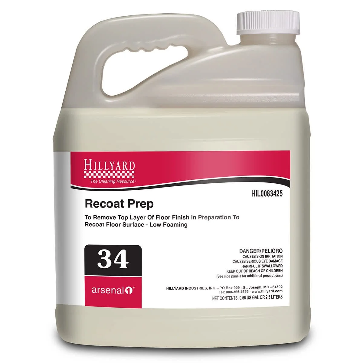 Hillyard, Arsenal® Recoat Prep, Floor Cleaner, 83425, Arsenal® One Dispenser 2.5 Liter Bottle