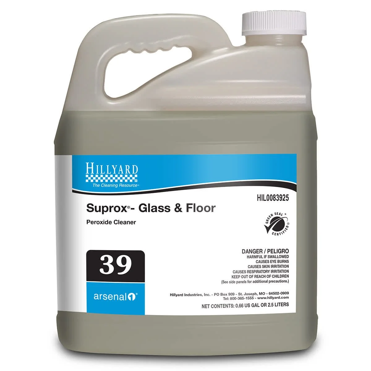 Hillyard, Arsenal® Suprox® Glass & Floor Cleaner, 83925, Arsenal® One Dispenser 2.5 Liter Bottle