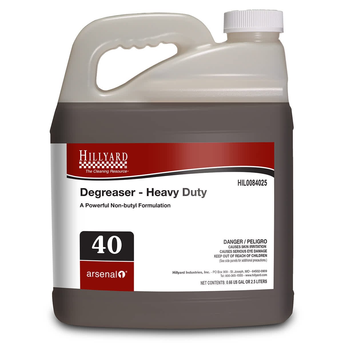 Hillyard, Arsenal® Heavy Duty Degreaser, 84025, Arsenal® One Dispenser 2.5 Liter Bottle