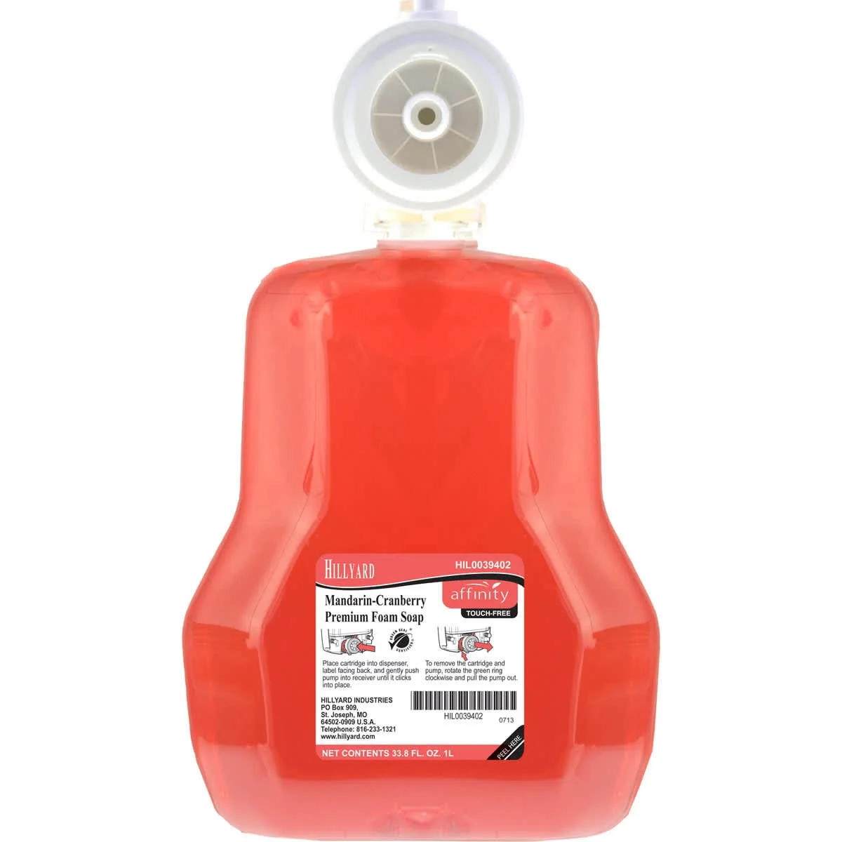 Hillyard, Affinity®, Mandarin-Cranberry Premium Foam Soap, 39402, Affinity® Automatic Dispenser 1000 mL Cartridge, 3/cs