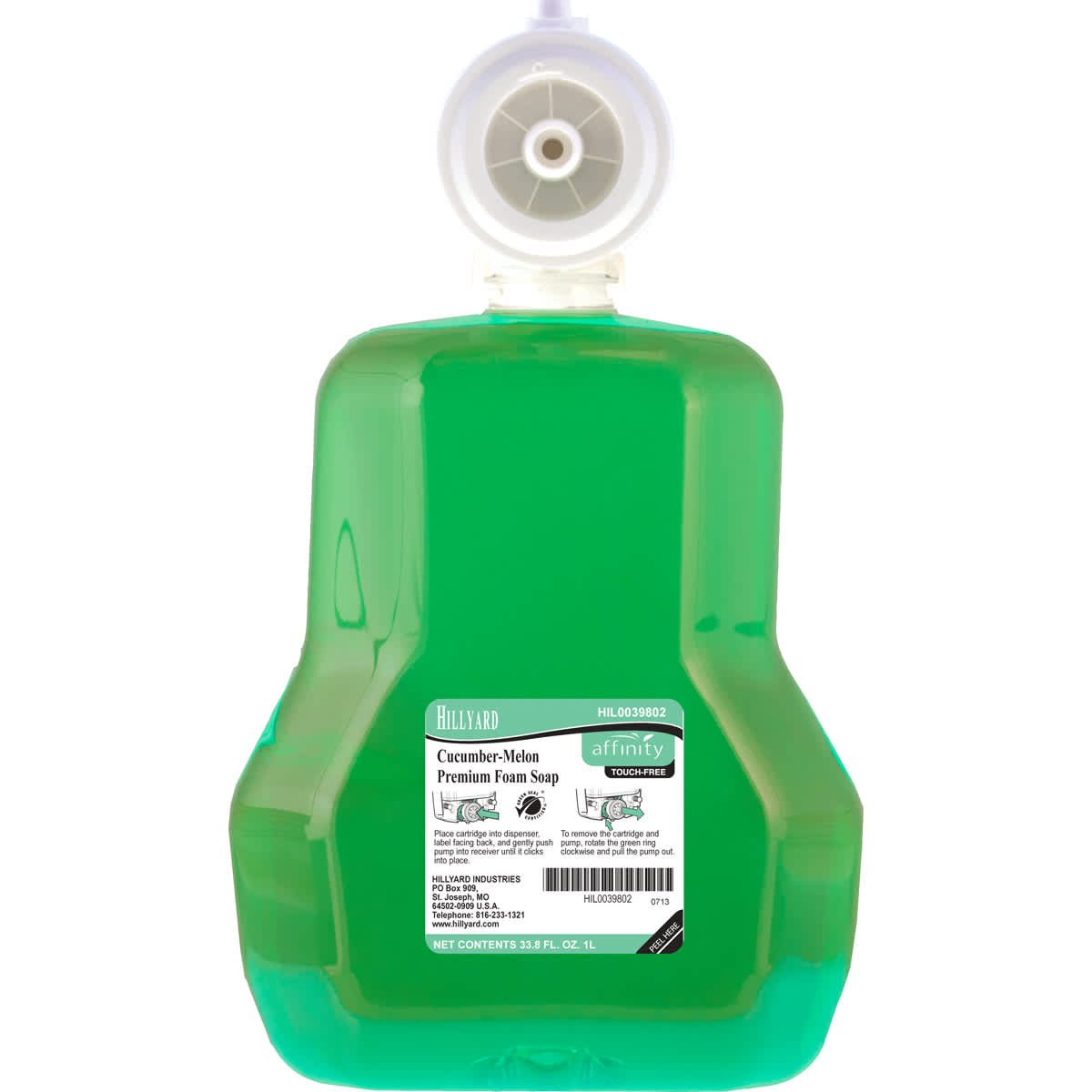 Hillyard, Affinity®, Cucumber-Melon Premium Foam Soap, 39802, Affinity® Automatic Dispenser 1000 mL Cartridge, 3/cs