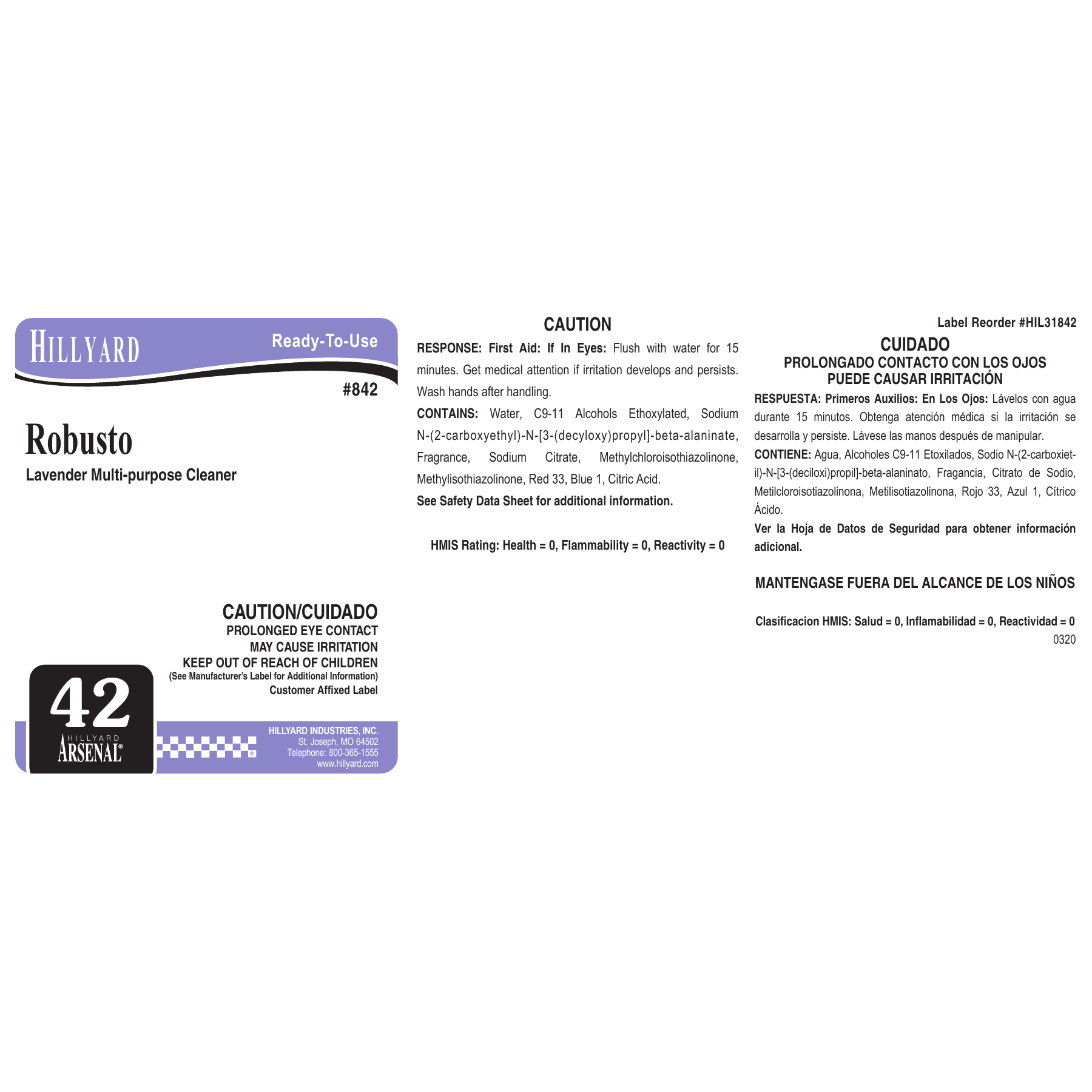 Robusto® Multi-Purpose Cleaner (84225) RTU Labels — 25 Pack