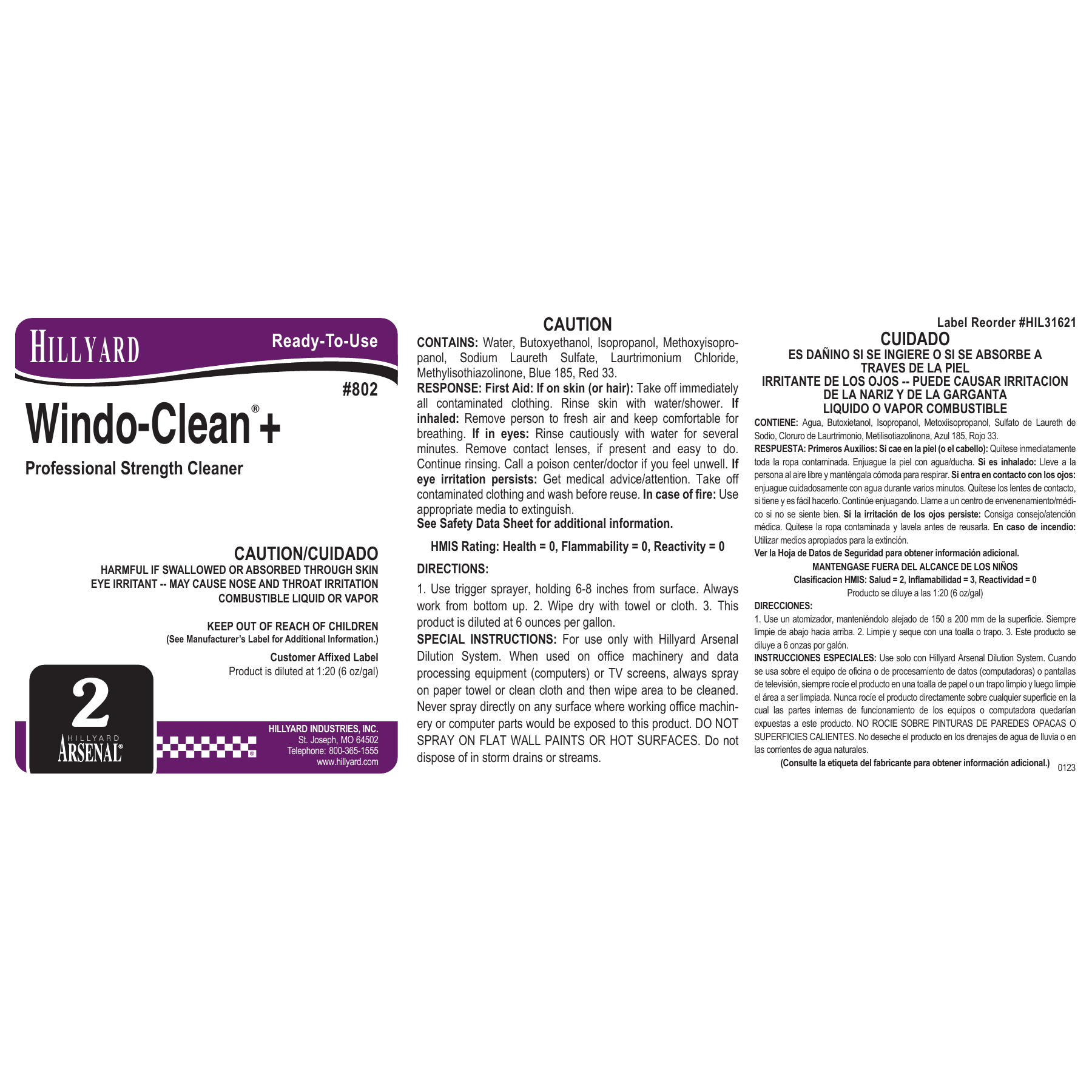 Windo-Clean+® Glass Cleaner (80225) RTU Labels — 25 Pack