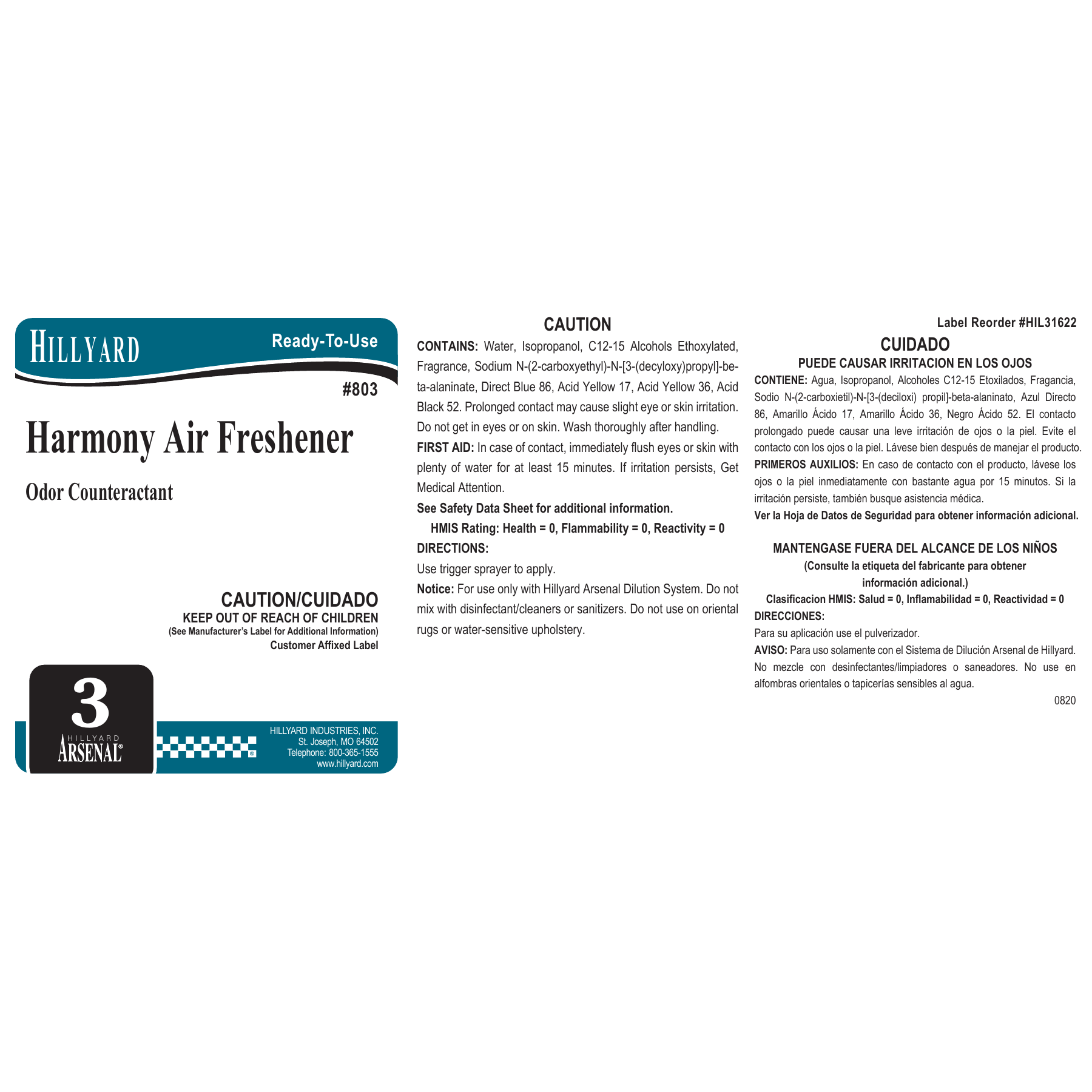 Harmony Air Freshener (80325) RTU Labels — 25 Pack