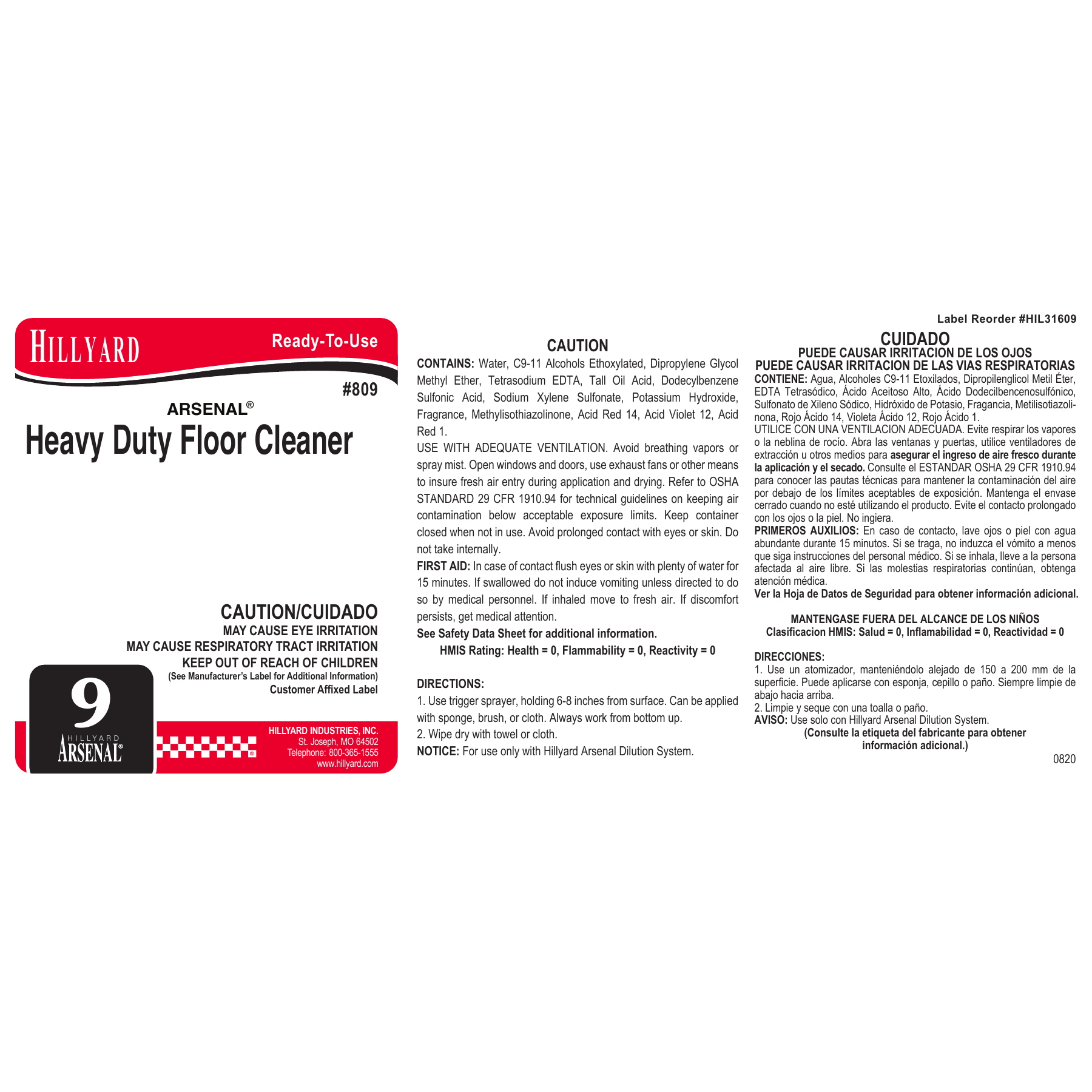 Heavy Duty Floor Cleaner (80925) RTU Labels — 25 Pack