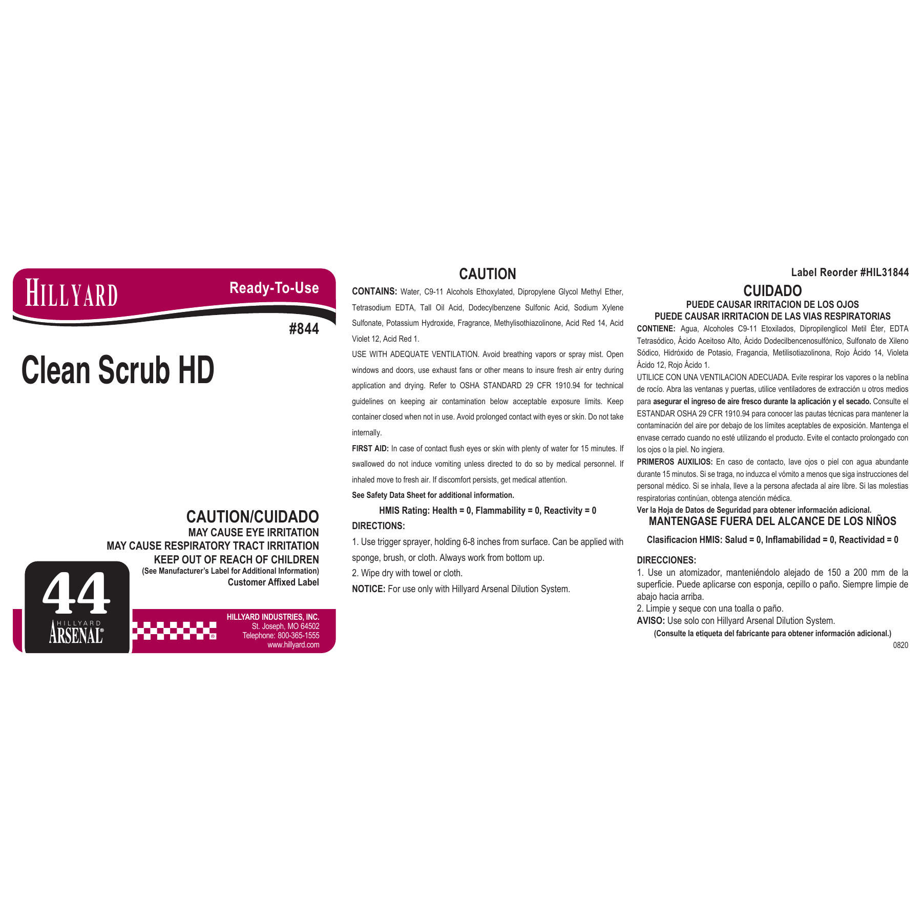 Clean Scrub® HD Multi-Purpose Cleaner (84425) RTU Labels — 25 Pack