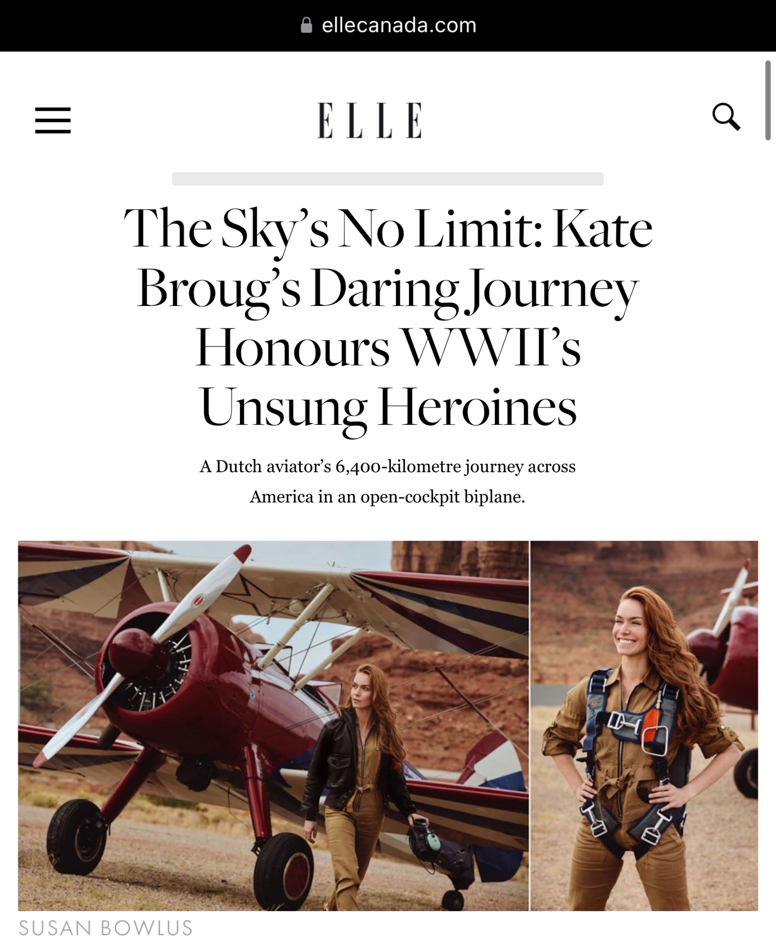 ELLE Canada Feature First Flights with Kate Broug