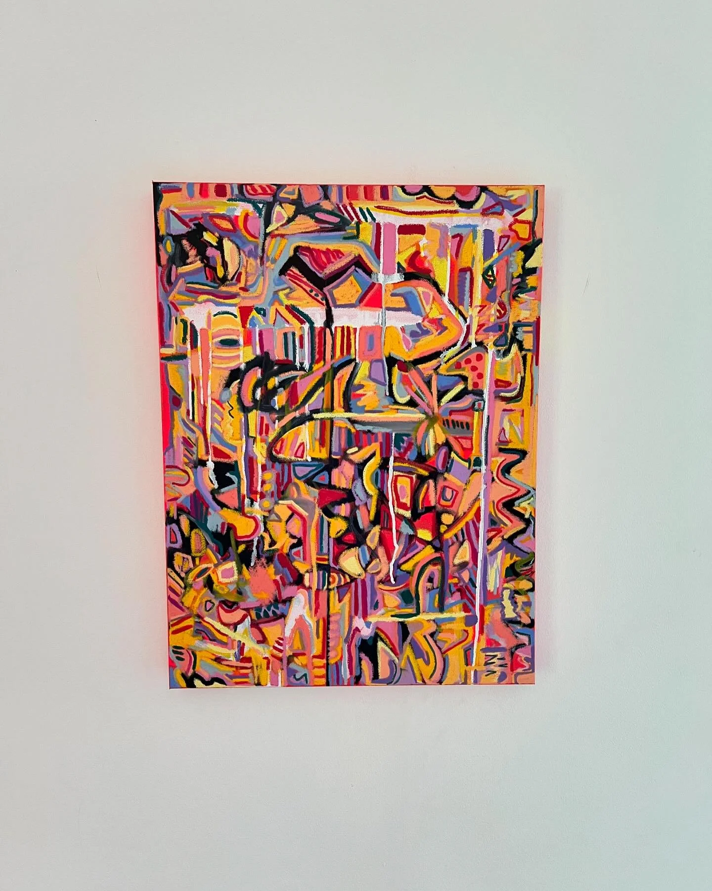 'Smother Me with Confetti, Fake Wishes, and Skeletons' 18&quot; x 24&quot; / acrylic, spray paint, oil pastels on canvas 
.
.
.
#artlover #artgallery #artcollector #artforinteriors #artforyourhome #artforyourwalls #contemporaryart #abstractart #abatr