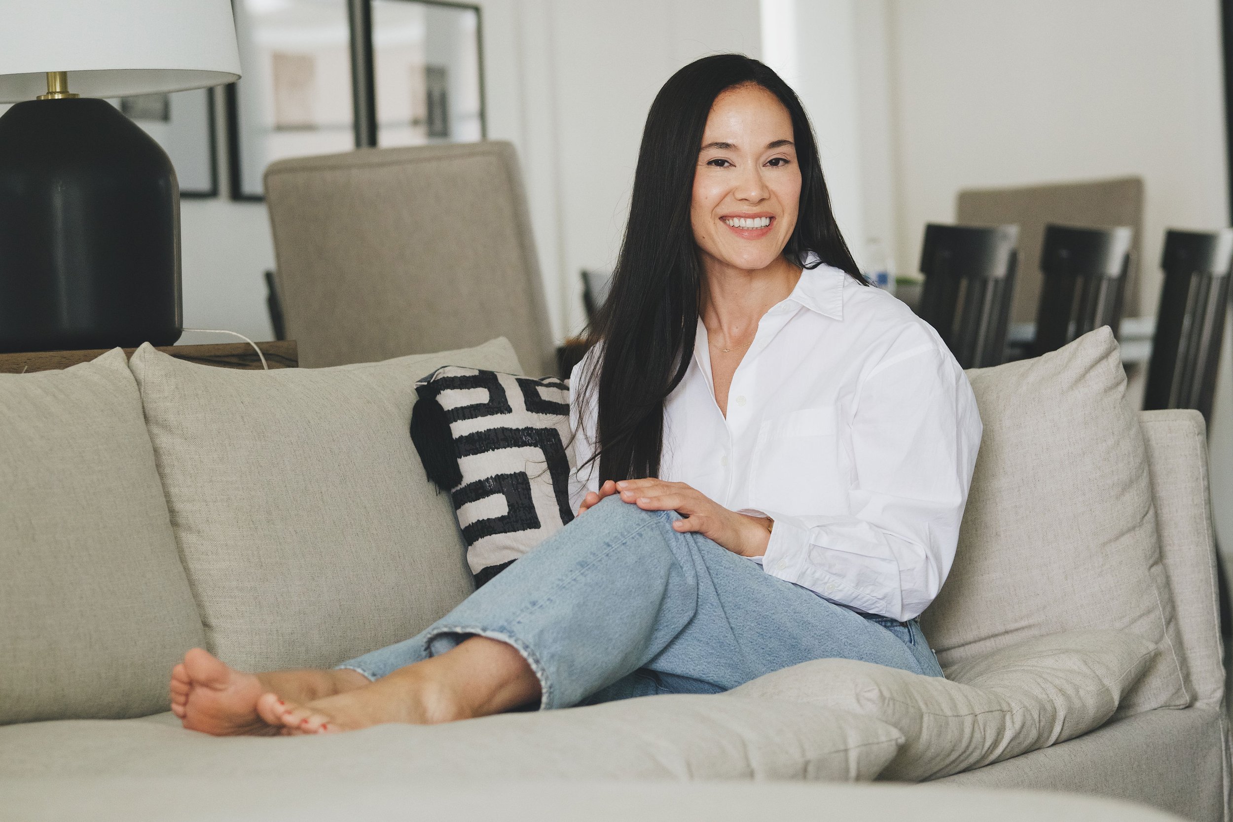 fertility coach on cozy sofa