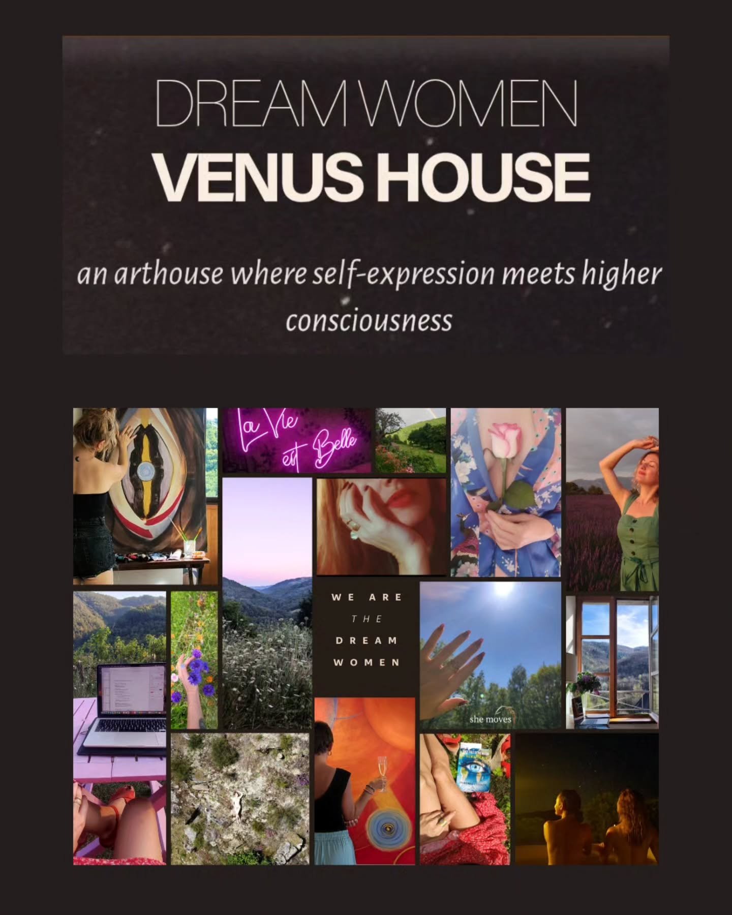 We've been working on something very close to my heart.

A community. 

A collective studio for artists, 

healers, intuitives, creative entrepreneurs to gather, make art and remember who we are. 

DREAM WOMEN &mdash; VENUS HOUSE
is a space for creat