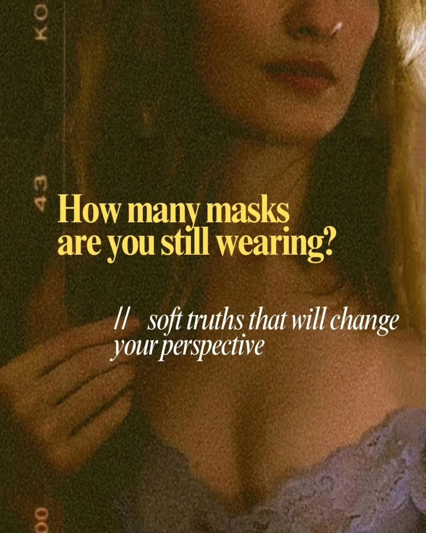 12 soft truths that will change your perspective on how many masks and identities you're still wearing.

Which one gives you chills? 
Which one is a reminder you needed to hear. 
Which one makes your energy immediately shift?

For women artists, heal
