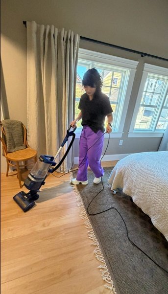 Bedroom Floor Cleaning
Thorough vacuuming helps remove dust and debris while preparing bedrooms for incoming guests.