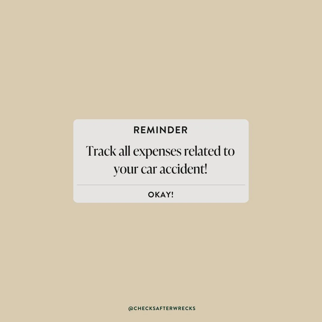 I'm talking about more than just the big medical expenses!

You should also document...

💸 The cost of prescription meds (even if you think they're inexpensive)
💸 Lost income from not being able to go to work
💸 The cost of repairing your car
💸 Th