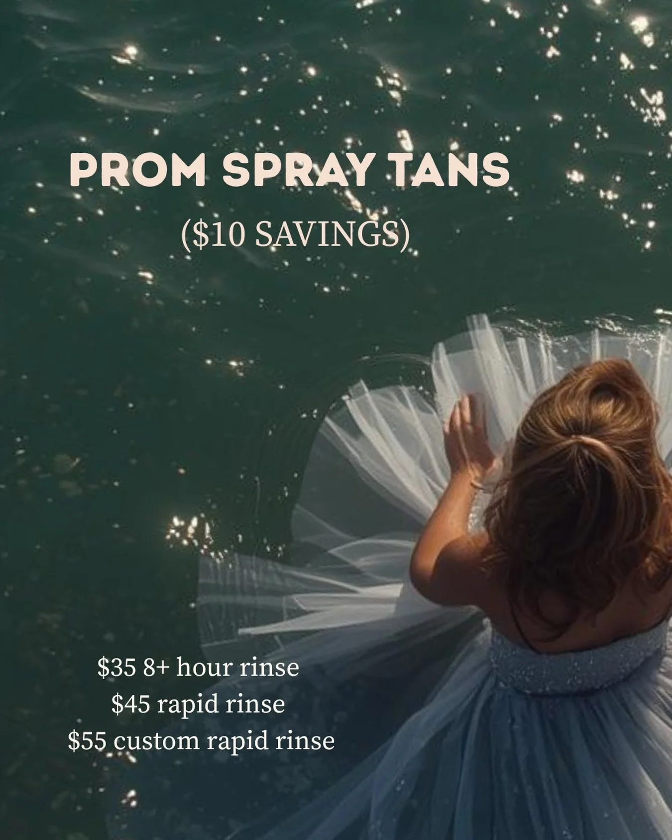 🐚 Prom is almost here &amp; your dress deserves a tan to compliment it! 

Book your prom spray tan using promo code PROM26 &amp; get $10 off your service. 

When&rsquo;s the best time to get sprayed? 
&mdash;
Your tan typically looks its best on the