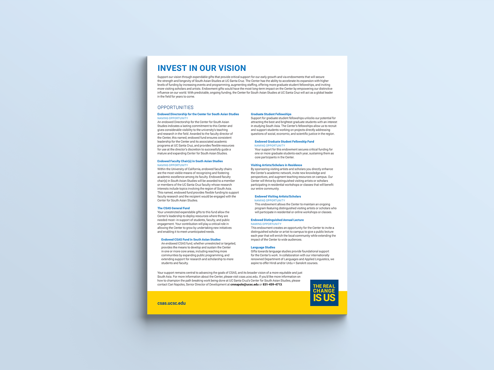 Donor stewardship booklet design back cover
