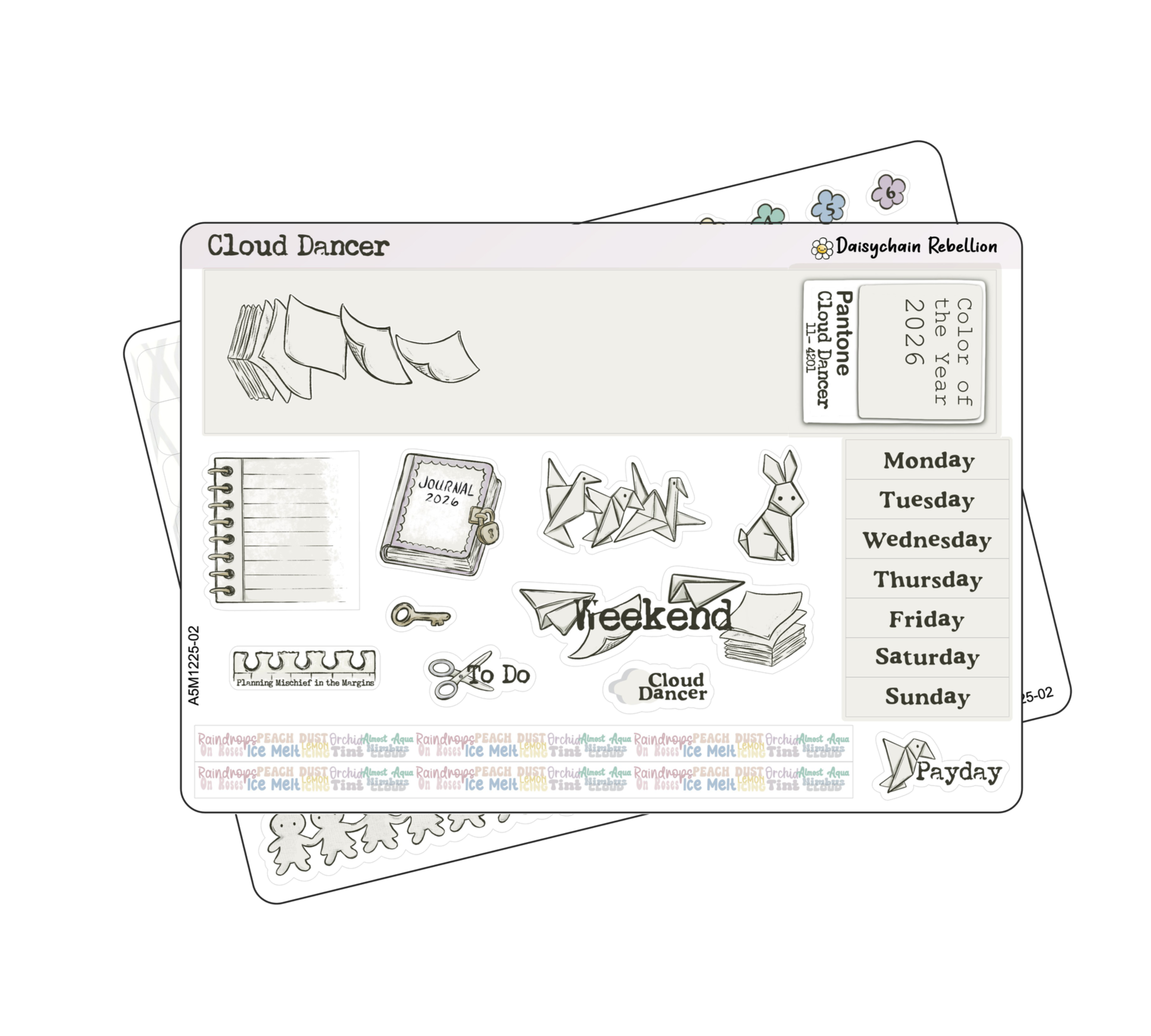 Cloud Dancer A5 Monthly Sticker Kit (Hobonichi Cousin)