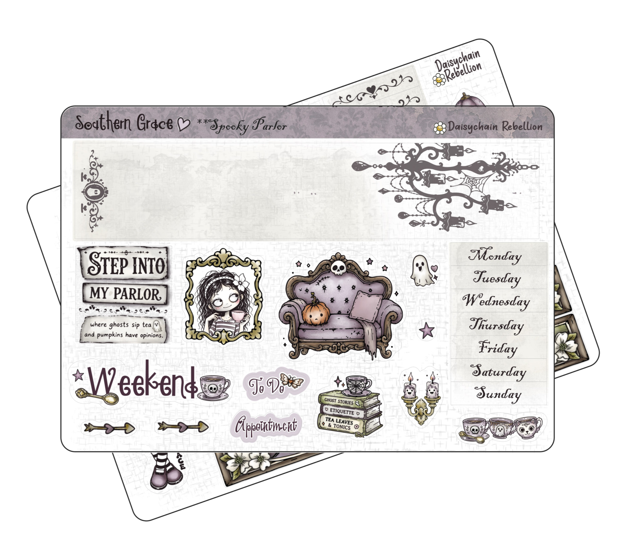Southern Grace ~ Spooky Parlor A5 Monthly Planner Sticker Kit