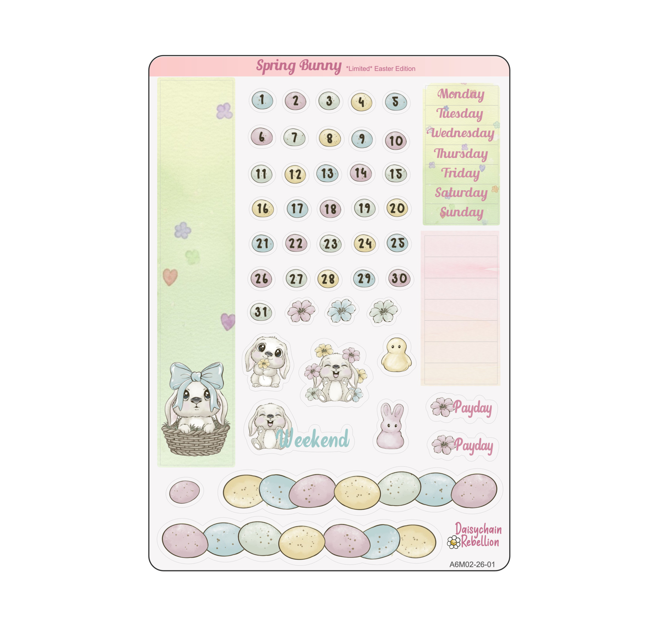 Spring Bunny *Easter Edition* Petite (A6) Monthly Sticker Kit