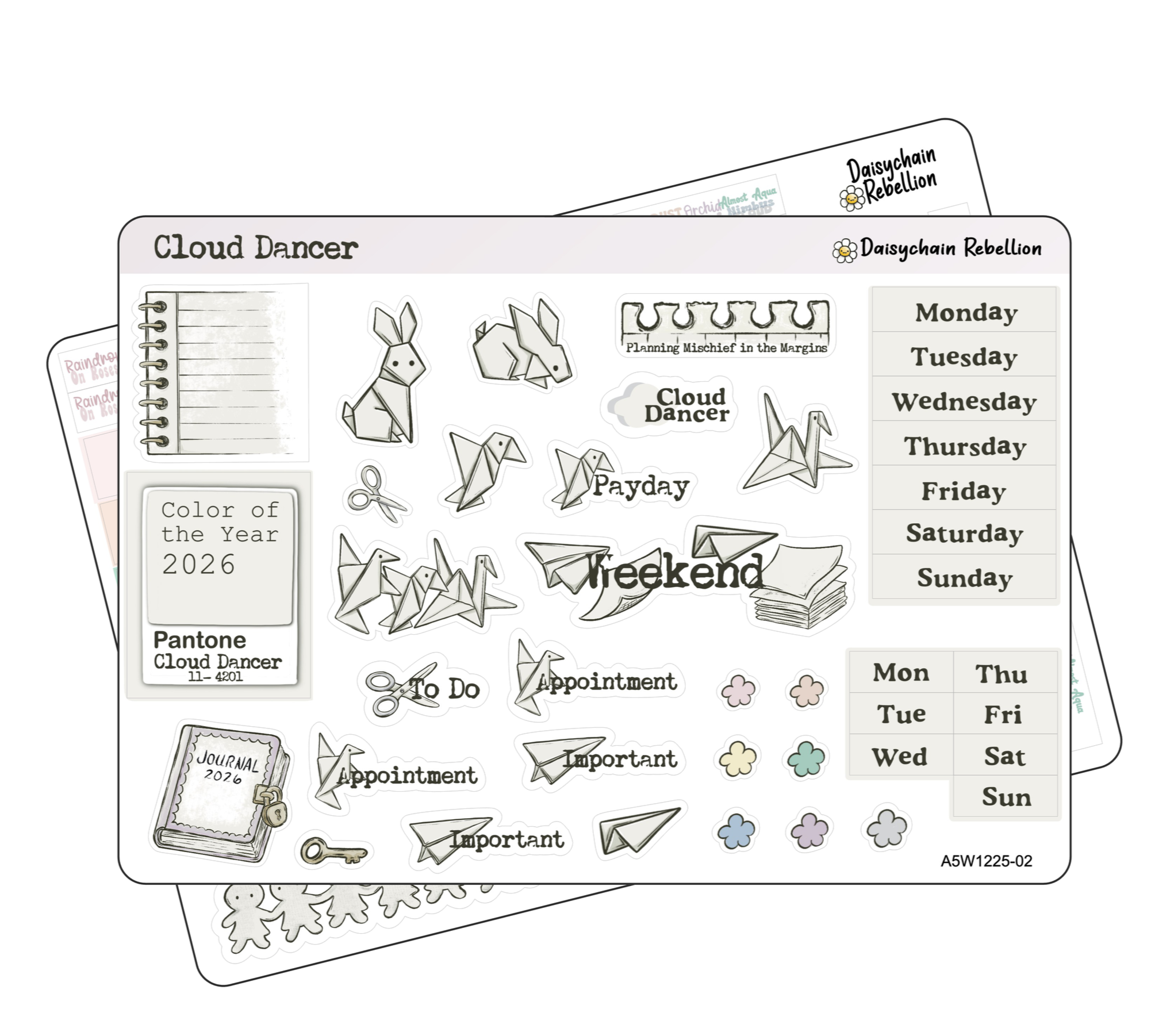 Cloud Dancer A5 Weekly Planner Sticker Kit (Hobonichi Cousin)