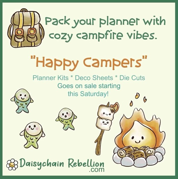 Let&rsquo;s go camping 🏕️ This adventurous kit comes in A5, WEEKS and Deco.  Available this Saturday May 3rd.  Don&rsquo;t forget the bug spray! 

#stickers #planner #journaling #campingtrip #womanowned #veteranowned #smallshop #hobonichi