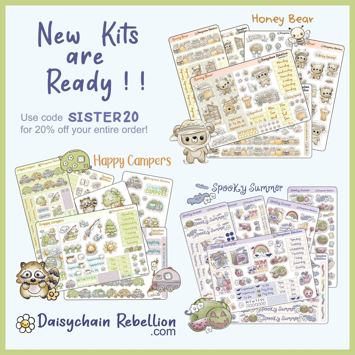 Ready&hellip;Set&hellip;GO!  New releases are now available on our website DaisychainRebellion.com. Don&rsquo;t forget to use the super secret code: SISTER20 for 20% off your entire order, including new products. WHAT?!?!?!? Yep, even new products! H