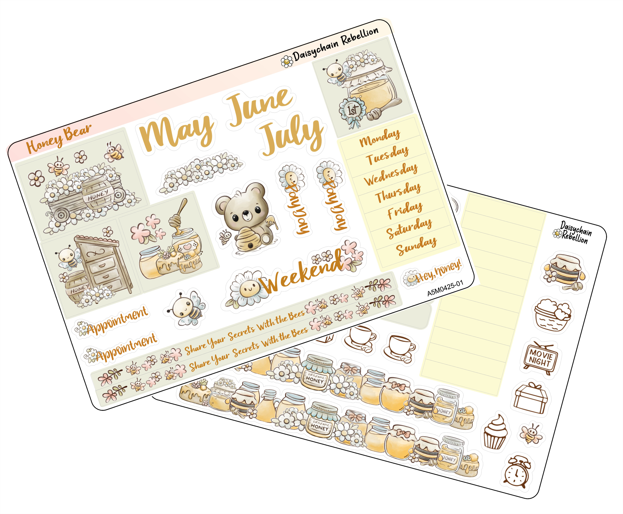 Honey Bears ~ Hobonichi A5 Monthly Kit